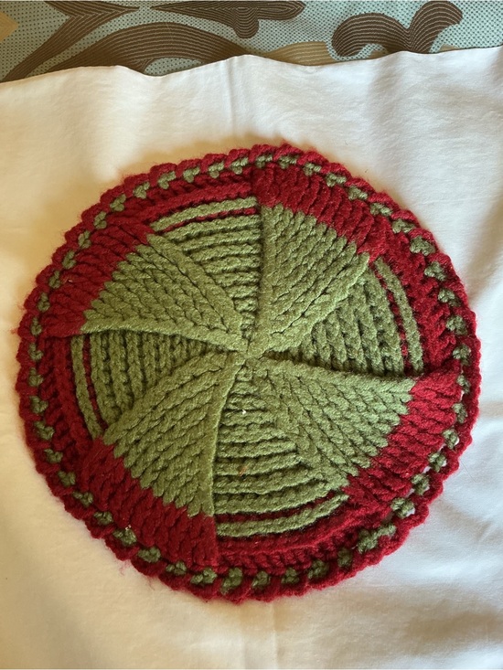 Other - Handmade Green and Red Crocheted Round Trivet